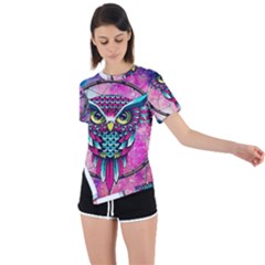 Owl Dreamcatcher Asymmetrical Short Sleeve Sports Tee by Jancukart