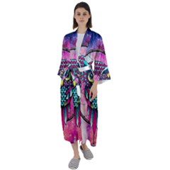 Owl Dreamcatcher Maxi Satin Kimono