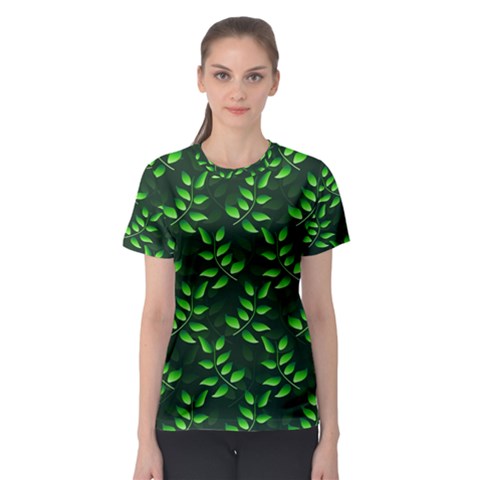 Branches Nature Green Leaves Sheet Women s Sport Mesh Tee by Ravend