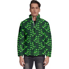 Branches Nature Green Leaves Sheet Men s Puffer Bubble Jacket Coat