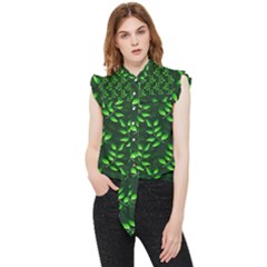 Branches Nature Green Leaves Sheet Frill Detail Shirt by Ravend