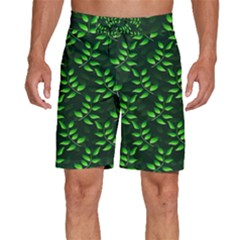 Branches Nature Green Leaves Sheet Men s Beach Shorts by Ravend