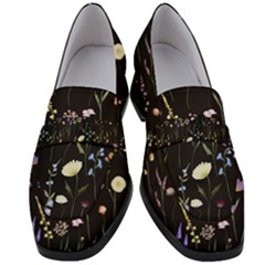 Flowers Floral Pattern Floral Print Women s Chunky Heel Loafers by Ravend