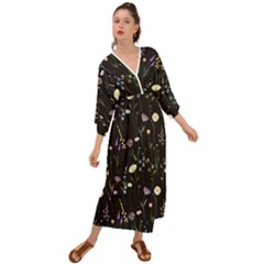 Flowers Floral Pattern Floral Print Grecian Style  Maxi Dress by Ravend