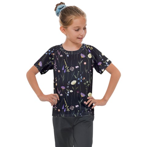 Flowers Floral Pattern Floral Print Kids  Mesh Piece Tee by Ravend