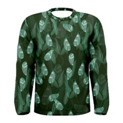 Plants Leaves Flowers Pattern Men s Long Sleeve Tee