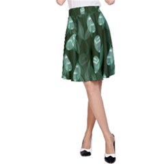 Plants Leaves Flowers Pattern A-line Skirt by Ravend