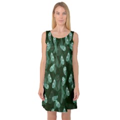 Plants Leaves Flowers Pattern Sleeveless Satin Nightdress by Ravend