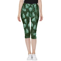 Plants Leaves Flowers Pattern Inside Out Lightweight Velour Capri Leggings  by Ravend