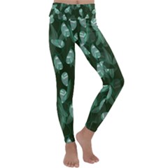 Plants Leaves Flowers Pattern Kids  Lightweight Velour Classic Yoga Leggings by Ravend