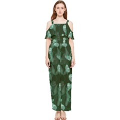 Plants Leaves Flowers Pattern Draped Sleeveless Chiffon Jumpsuit by Ravend