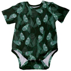 Plants Leaves Flowers Pattern Baby Short Sleeve Bodysuit by Ravend