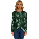 Plants Leaves Flowers Pattern Long Sleeve Crew Neck Pullover Top View1