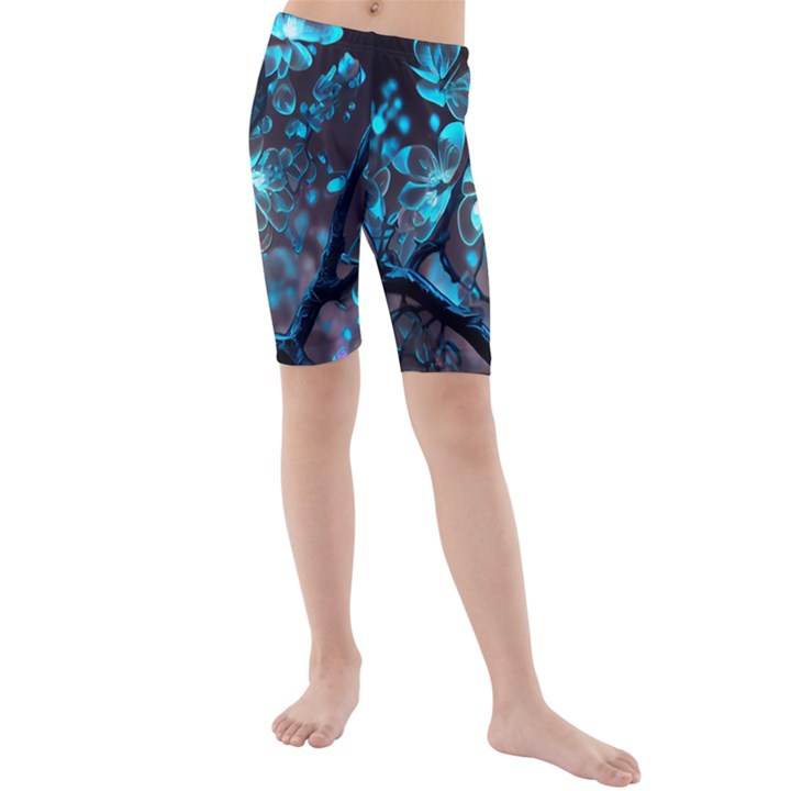 Art Ai Generated Cherry Blossom Blossoms Kids  Mid Length Swim Shorts