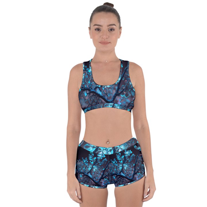 Art Ai Generated Cherry Blossom Blossoms Racerback Boyleg Bikini Set