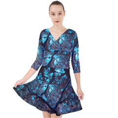 Art Ai Generated Cherry Blossom Blossoms Quarter Sleeve Front Wrap Dress by Ravend