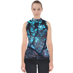 Art Ai Generated Cherry Blossom Blossoms Mock Neck Shell Top by Ravend