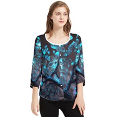 Art Ai Generated Cherry Blossom Blossoms Chiffon Quarter Sleeve Blouse by Ravend