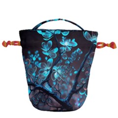 Art Ai Generated Cherry Blossom Blossoms Drawstring Bucket Bag by Ravend