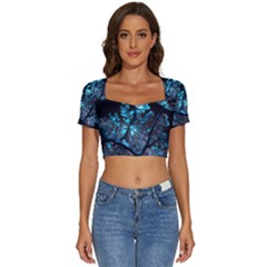 Art Ai Generated Cherry Blossom Blossoms Short Sleeve Square Neckline Crop Top  by Ravend