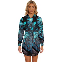 Art Ai Generated Cherry Blossom Blossoms Womens Long Sleeve Shirt Dress