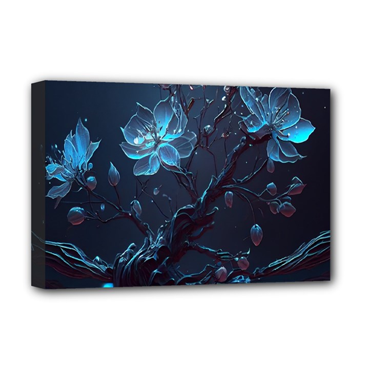 Ai Generated Cherry Blossom Blossoms Art Deluxe Canvas 18  x 12  (Stretched)