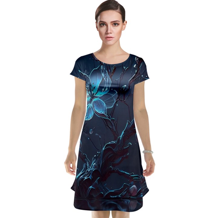 Ai Generated Cherry Blossom Blossoms Art Cap Sleeve Nightdress