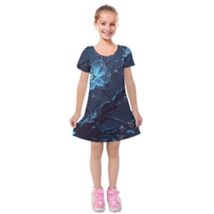 Ai Generated Cherry Blossom Blossoms Art Kids  Short Sleeve Velvet Dress by Ravend