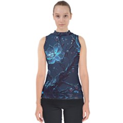 Ai Generated Cherry Blossom Blossoms Art Mock Neck Shell Top by Ravend