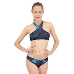 Ai Generated Cherry Blossom Blossoms Art High Neck Bikini Set by Ravend