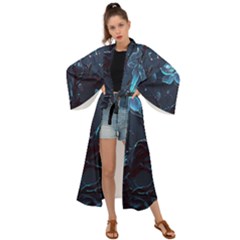 Ai Generated Cherry Blossom Blossoms Art Maxi Kimono by Ravend