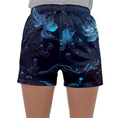 Ai Generated Cherry Blossom Blossoms Art Sleepwear Shorts by Ravend