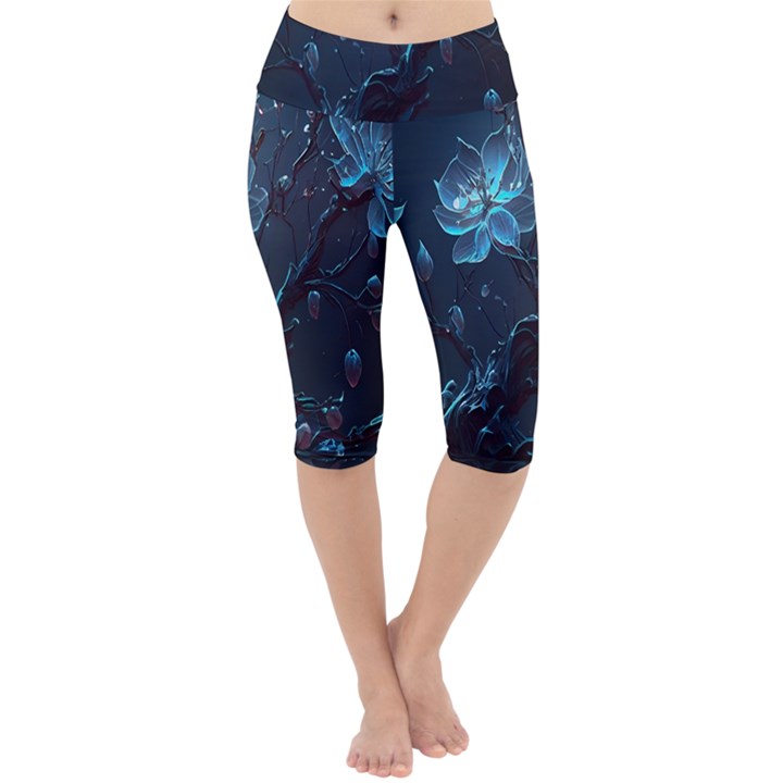 Ai Generated Cherry Blossom Blossoms Art Lightweight Velour Cropped Yoga Leggings