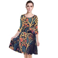 Ai Generated Apple Foliage Quarter Sleeve Waist Band Dress by Ravend