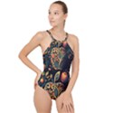 Ai Generated Apple Foliage High Neck One Piece Swimsuit View1