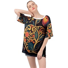 Ai Generated Apple Foliage Oversized Chiffon Top by Ravend