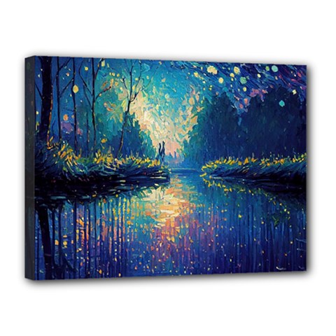 Oil Painting Night Scenery Fantasy Canvas 16  X 12  (stretched) by Ravend