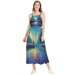 Oil Painting Night Scenery Fantasy Boho Sleeveless Summer Dress by Ravend