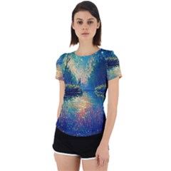 Oil Painting Night Scenery Fantasy Back Cut Out Sport Tee by Ravend