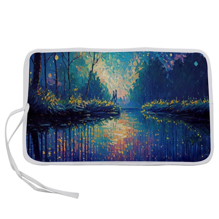 Oil Painting Night Scenery Fantasy Pen Storage Case (M)