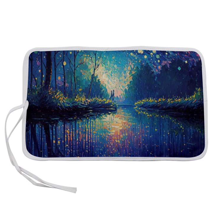 Oil Painting Night Scenery Fantasy Pen Storage Case (L)