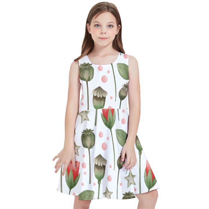 Poppies Red Poppies Red Flowers Kids  Skater Dress