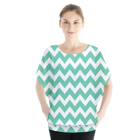 Chevron Pattern Gifts Batwing Chiffon Blouse by GardenOfOphir