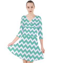 Chevron Pattern Gifts Quarter Sleeve Front Wrap Dress by GardenOfOphir