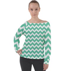 Chevron Pattern Gifts Off Shoulder Long Sleeve Velour Top by GardenOfOphir