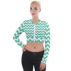 Chevron Pattern Gifts Long Sleeve Cropped Velvet Jacket by GardenOfOphir