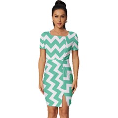 Chevron Pattern Gifts Fitted Knot Split End Bodycon Dress by GardenOfOphir