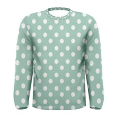 Light Blue And White Polka Dots Men s Long Sleeve Tee by GardenOfOphir