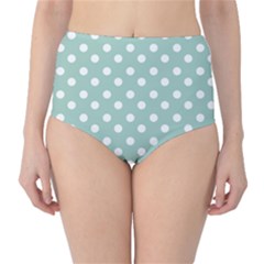 Light Blue And White Polka Dots Classic High-waist Bikini Bottoms by GardenOfOphir