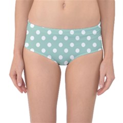 Light Blue And White Polka Dots Mid-waist Bikini Bottoms by GardenOfOphir